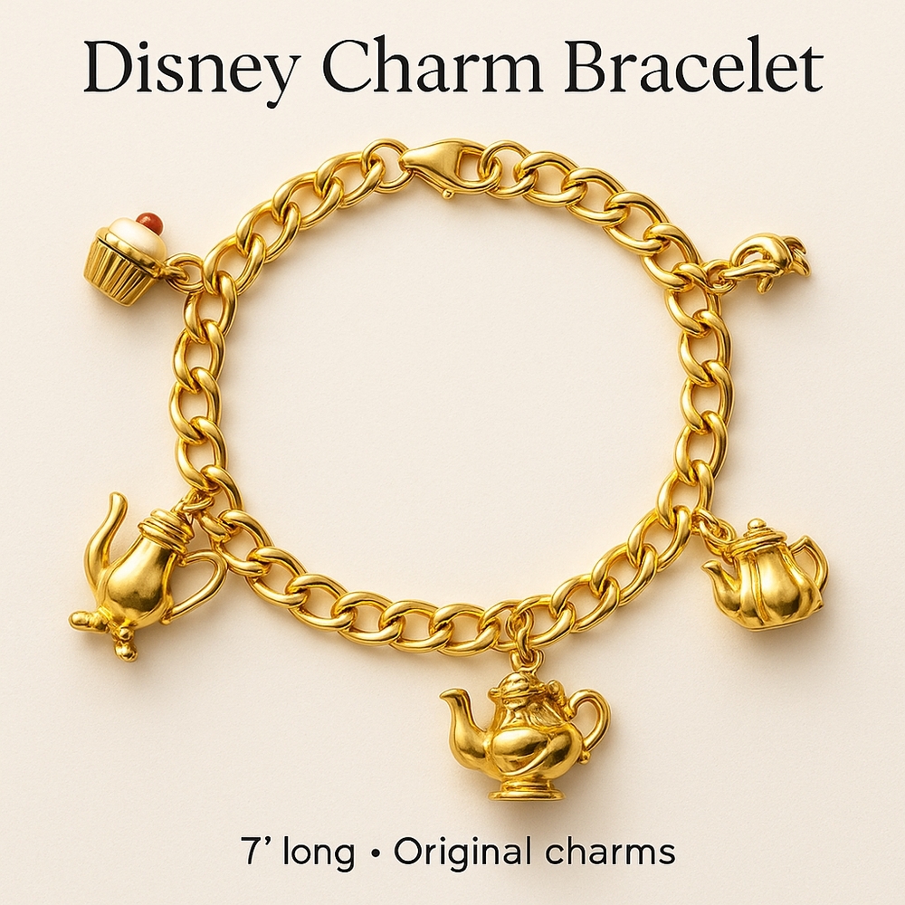 Disney Gold Charm Bracelet with Whimsical Charms